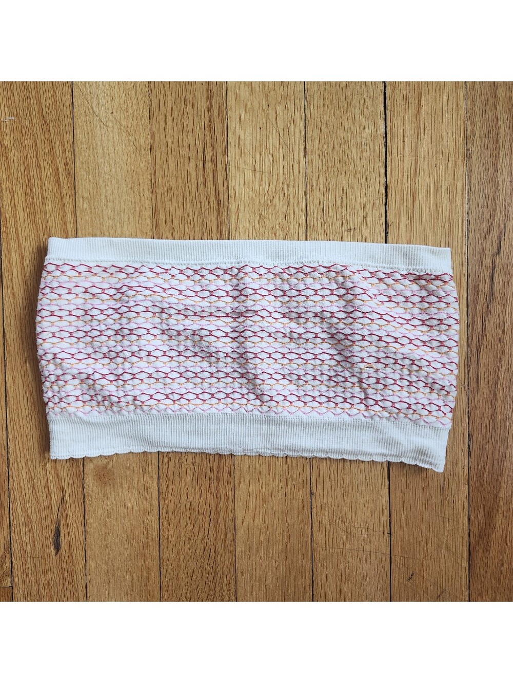 aerie Pink Orange White Stretch Seamless Bandeau Top